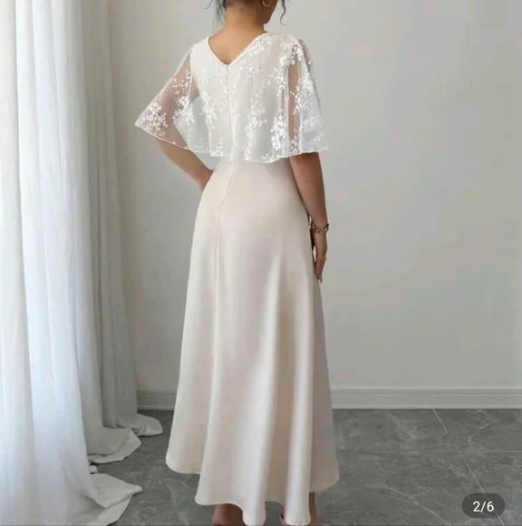 SHEIN Cream Satin Dress - Picture 3 of 4